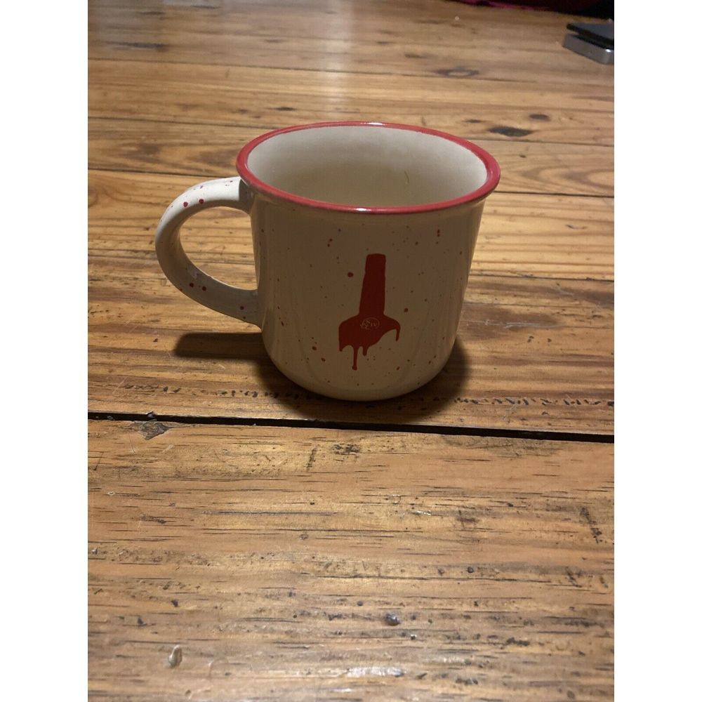 Maker's‎ Mark Whiskey Bourbon Campfire Mug Cup Tan Red Speckles EUC
